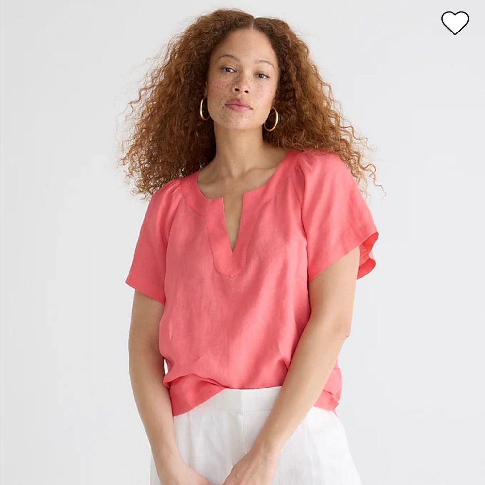J Crew Flutter sleeve linen top